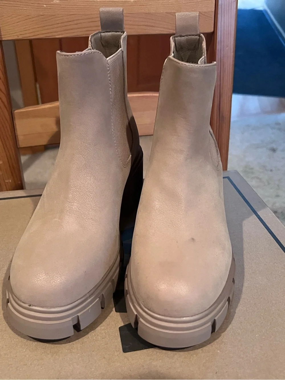 MIA Taupe Chunky Chelsea Lug Ankle Boots. FREE SHIPPING